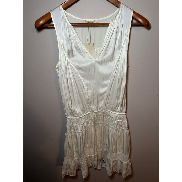 $445 Ramy Brook Mariah Satin Mini Dress Ivory Womens Size S New Bridal Style - Picture 2 of 8